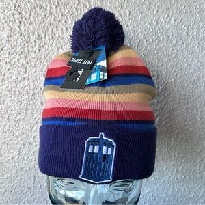 Doctor Who Pom Pom Beanie Striped Multicolor NWT